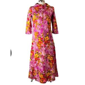Vintage Midi Dress sz S Purple Floral
